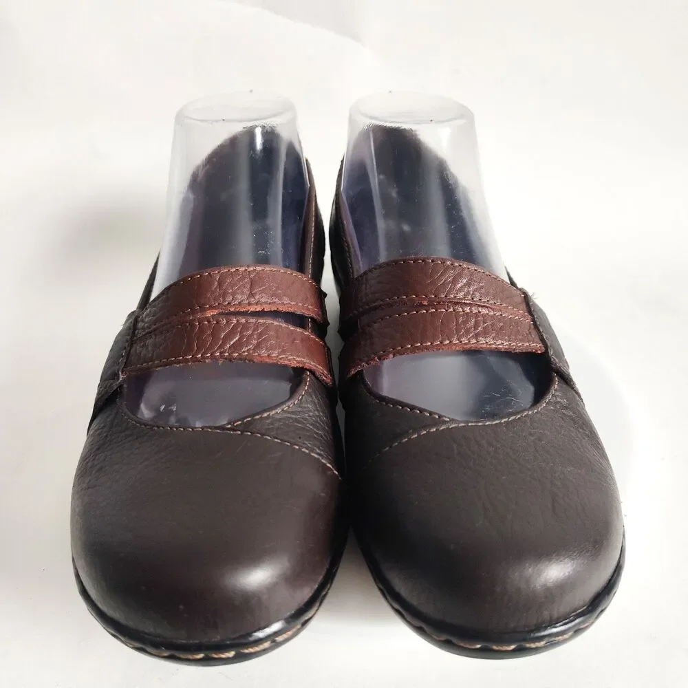 Clarks Loafers Womens 7.5 Brown‎ Ashland Twist Mary Jane Leather Slip-on Comfort